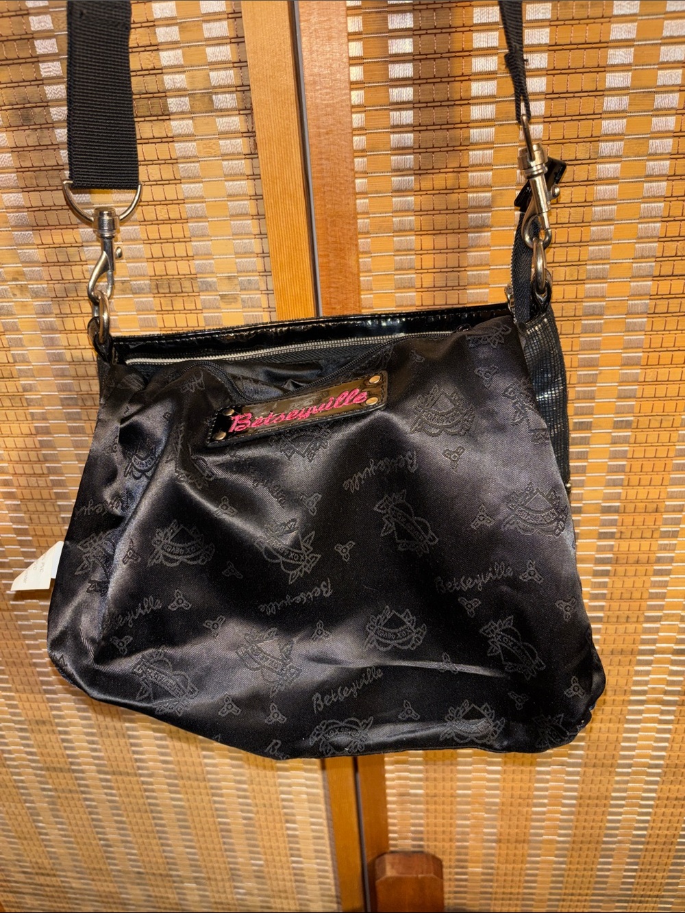 Betsey Johnson Black Textured Studded Crossbody Bag - Picture 9 of 14